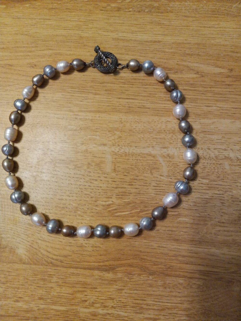 SIGN 925 LARGE MULTI COLOR FRESH WATER PEARLS NECKLACE w STERLING SILVER CLOSURE